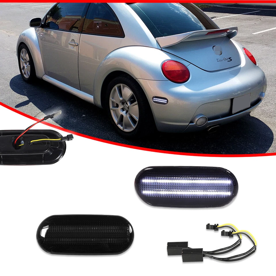 Luz de estacionamiento LED blanca para VW Beetle 1998-2005 lente ahumada trasera 2 piezas Foto 2 de 4