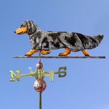 Dachshund Long Hair Hand Carved Hand Painted Basswood Dog Weathervane Blue Da...