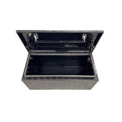 900x400x400 BLACK Aluminum Top Open Rectangular TRAILER ToolBox With ...