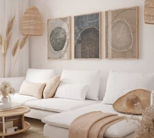 Wood Abstract 3 Set Nature Posters  Modern Wall Art Picture Home