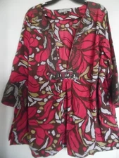 Soft AVENUE Multi Linen Cotton Blend V Neck  Tunic plus size 22/24