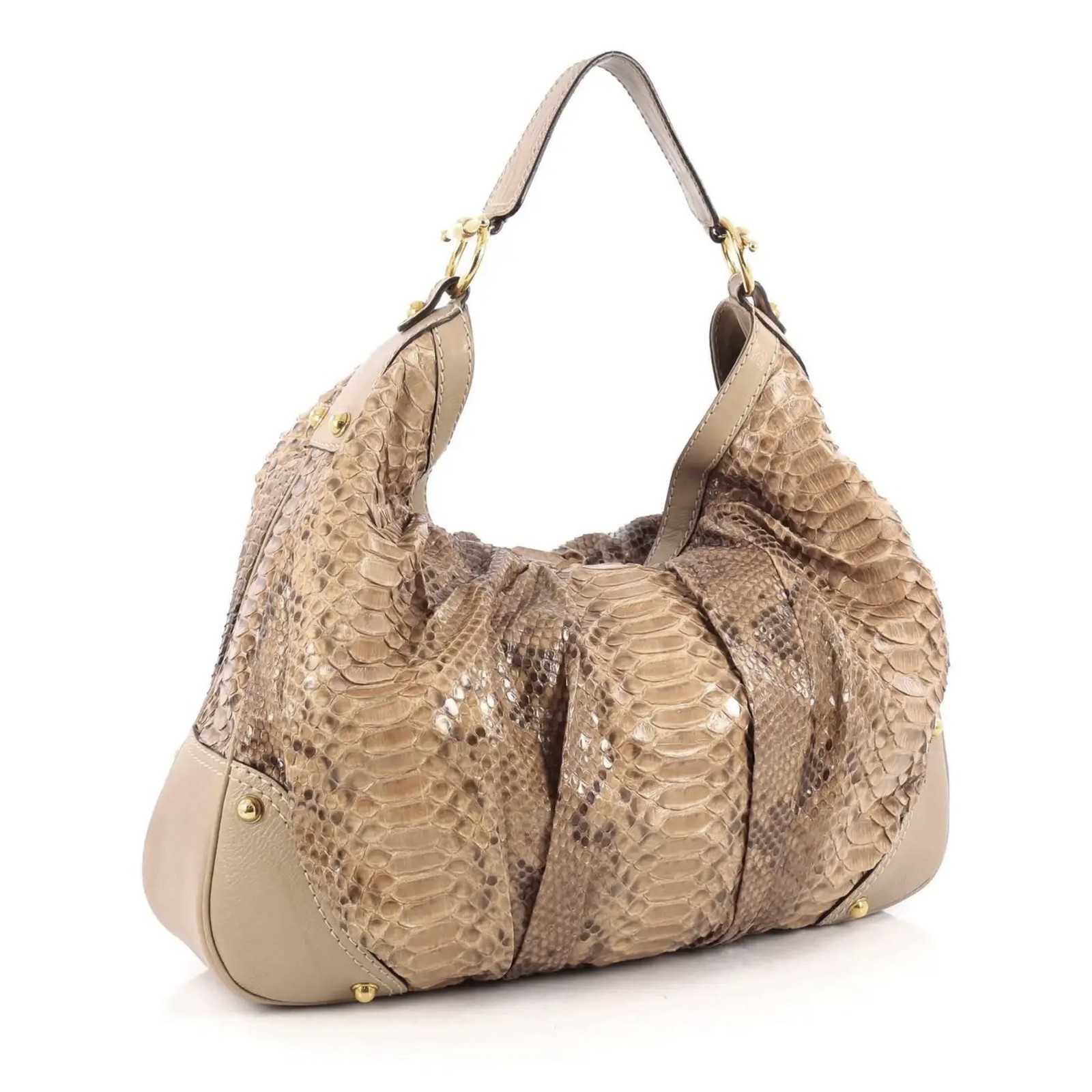 GUCCI Large Beige Neutral Python Jockey Hobo Tote… - image 2