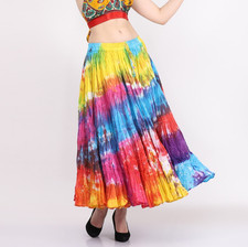25 Yard Tribal Belly Dance Cotton Skirt Multi Tie Dye Colors Summer Maxi Skirt