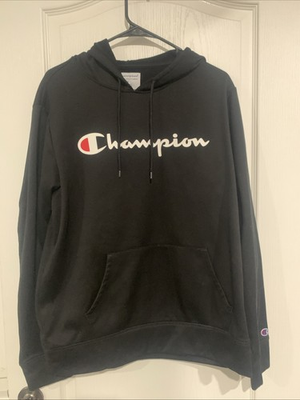 #ad #ad Champion Black Large Hoodie $18.00