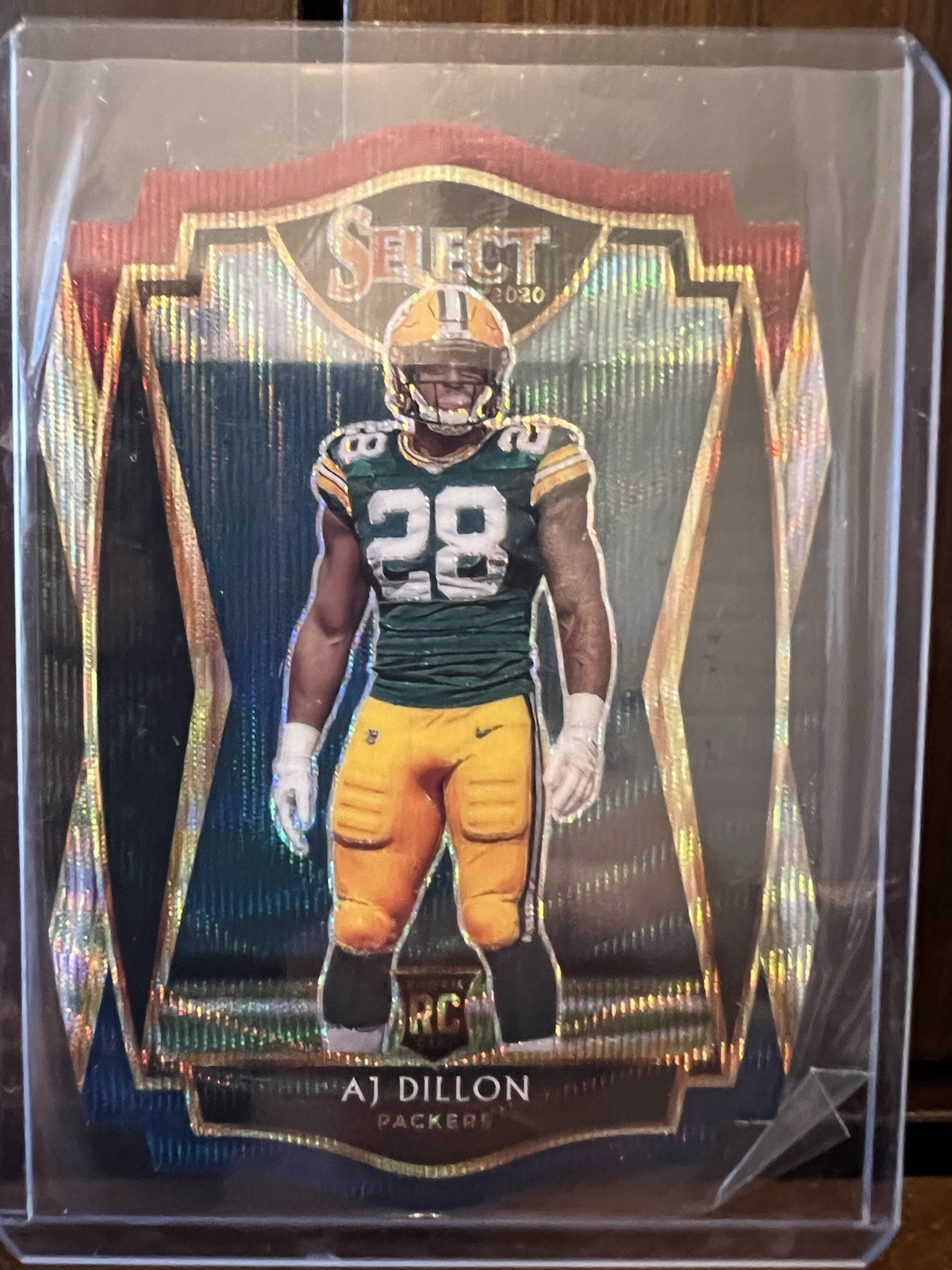 2020 Panini Select - Premier Level AJ Dillon #165 Tri-Color Prizm Die-Cut (RC)