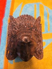Hand-Carved Balinese Wooden Mask Wall Art Very Detailed