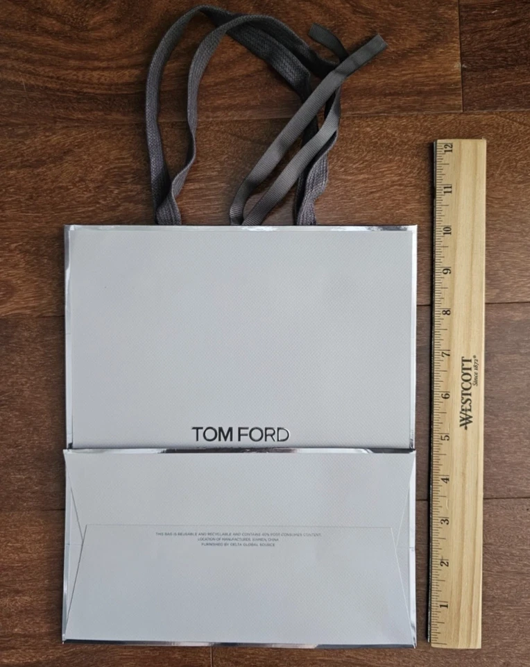 Bolsas de compras de papel pequeñas/medianas TOM FORD gris paquete abierto NUEVO lote de 5 Foto 3 de 4
