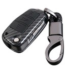 Carbon Fiber Car Key Cover Chain Remote Flip Fob For Audi A1-A8 Q3 Q5 S4 R8 E