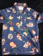 Kids Hawaiian Shirt Blue Fruit Print Short Sleeve Button-Up