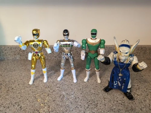 Lot Of 4 Vintage 1993,95,96 & 98 Power Rangers 8 Inch. Talking Works On Silver!