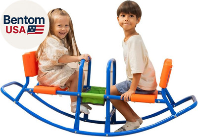 Double Rocking Seesaw   2-Seater Teeter Totter for Kids Ages 3-5   Outdoor Ride-