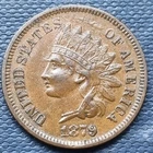 1879 Indian Head Cent 1c AU Very Interesting Die Breaks #97930