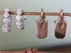 Vintage Monet Earrings Lot of 2-Silvertone Hoops w/ Crystals & Gold Tone C — photo 5