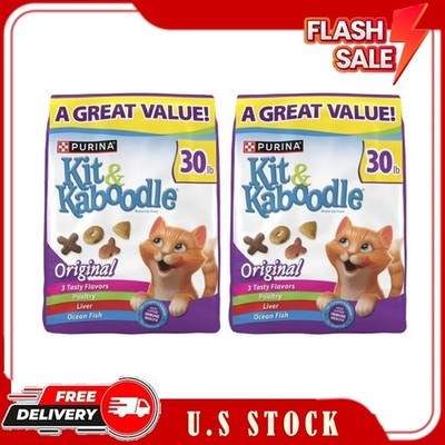 2 Bag Purina Kit & KaboodleOriginal, Indoor Dry Cat Food, Chicken,Turkey, 30 lb