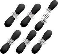 12 Pcs/6 Pairs Corn Holders Set, Stainless Steel On the Cob Black 