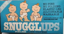SNUGGLUPS Flat Pinless Cloth Diapers 6ct NOS Toddlers Size +20lbs 