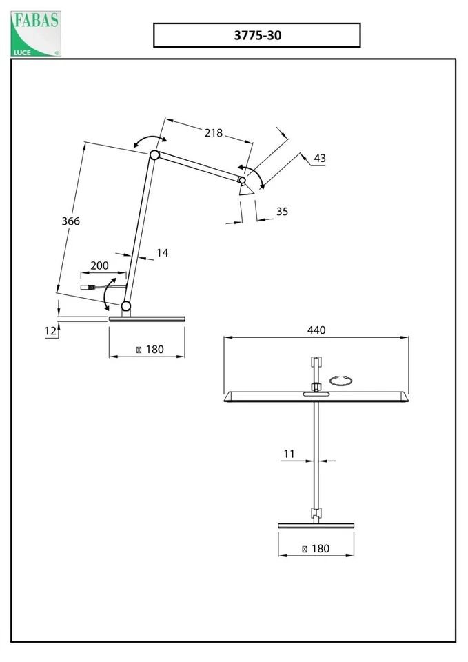 Fabas Luce LED Lampada Beba 3775-30-102 Dimmabile + CCT Controllo NA - Immagine 4 di 4