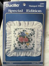 1993 Bucilla Special Edition "Ivy  Roses" Stamped Pillow Pattern Kit 63993