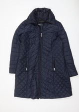 Centigrade Women Blue Quilted Long Coat Size L Water Resistant