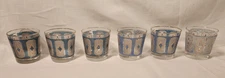 Vintage Libbey 6 pc Set Lowball Old Fashioned Bar Glasses Teal & Blue