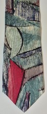 Zylos George Machado Mens Italian Silk tie Made in USA Green and red abstract