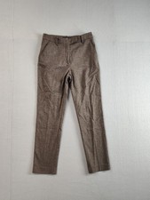 Mango Women Pant 2 Brown Slash Pocket Hook & Eye Straight Leg Stretch Officewear