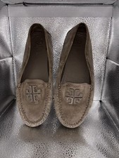 Tory Burch French Grey NAT Suede Lowell 2 Driver loafer Women shoes size 8m