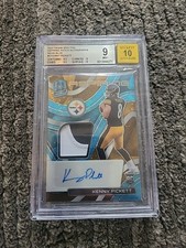 2022 Spectra  Aspiring Patch Autographs Kenny Pickett Neon Blue Prizm/50  Bgs9