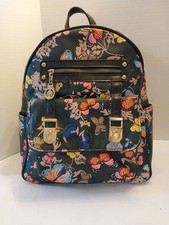Butterfly Print Backpack Vinyl 6 Pockets Excellent Very Clean No Wear