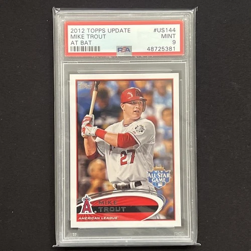 2012 Topps Update Mike Trout At Bat #US144 PSA 9 Mint Los Angeles Angels MVP
