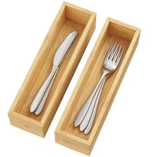 Kitchen Drawer Organizer,Small Silverware Drawer Organizer,Bamboo Utensil Org...