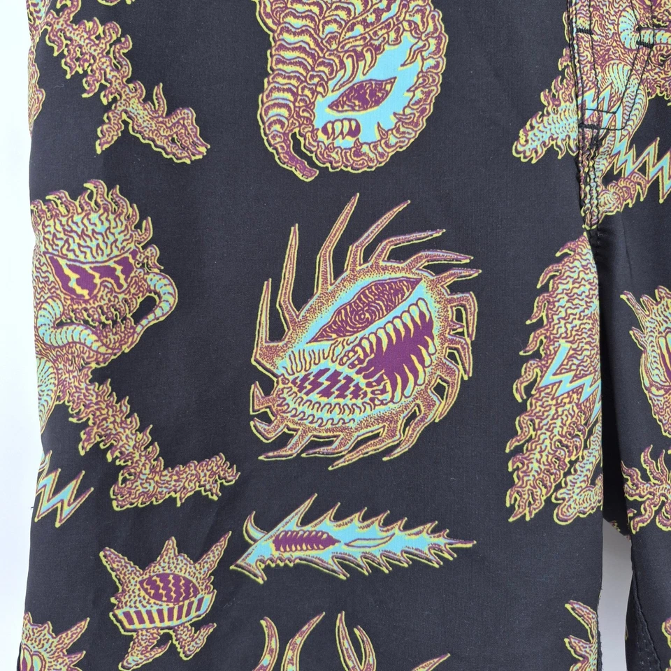 Volcom Mod-Tech Mens Board Shorts Size 26 Black Marine Monsters Swim Trunks - Image 4 of 4