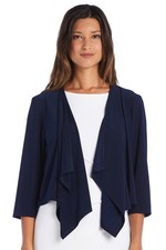 NWT  R  M RICHARD Sz S Navy Sheer-Back Shrug Jacket 7894 Wedding Formal Wear