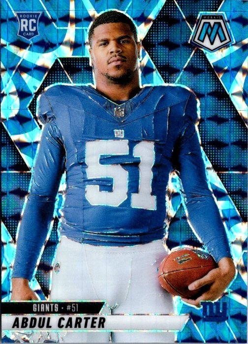 2025 Panini Mosaic Abdul Carter #282 Mosaic Blue Reactive Variation RC Giants