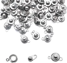 20 Sets Stainless Steel Snap Button Clasps Jewelry Connectors for Necklace Brace