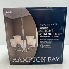 Hampton Bay Helena 5-Light Chandelier Brushed Nickel Finish Frosted Glass Shades