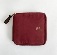 RRL Ralph Lauren Red Oilcloth Leather Wallet Around-zip Logo 23FW New Unisex
