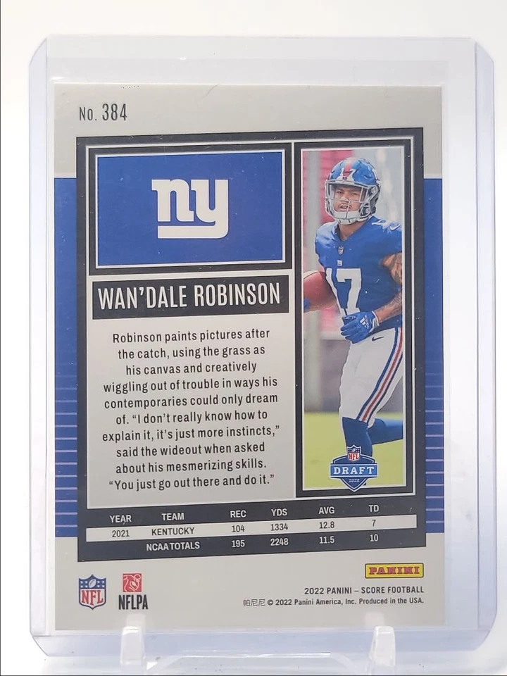 WAN'DALE ROBINSON 2022 CHRONICLES SCORE FOOTBALL BASE GIANTS RC Q4854 - Image 2 of 2