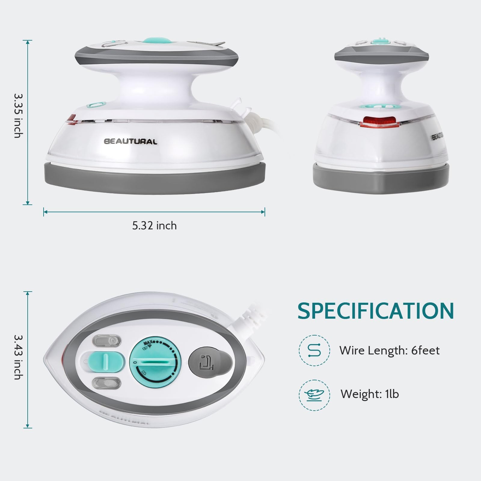 Mini Travel Steam Iron - Dual Voltage, Non-Stick Soleplate, Ideal for Sewing