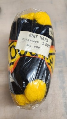 Vintage Ski-doo taboggans, winter hats in black