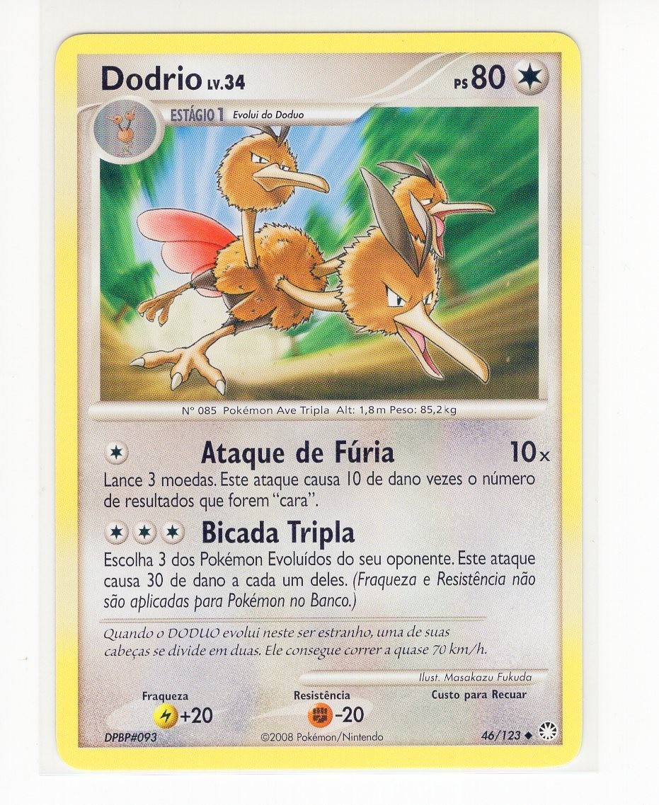 1x ~PT~ PORTUGUESE Dodrio 46/123 DP Mysterious Treasures Pokemon Card (PE2)