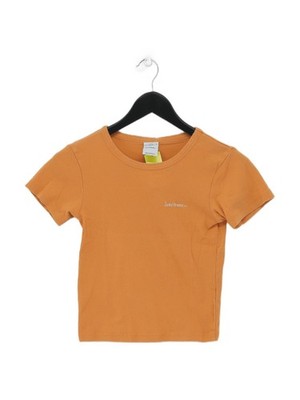 Iets Frans Damen Top S Orange 100% Baumwolle Kurzarm Rundhals Cropped