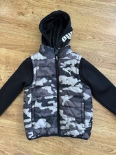 PUMA Boys Black Gray Camouflage Jacket 5Y