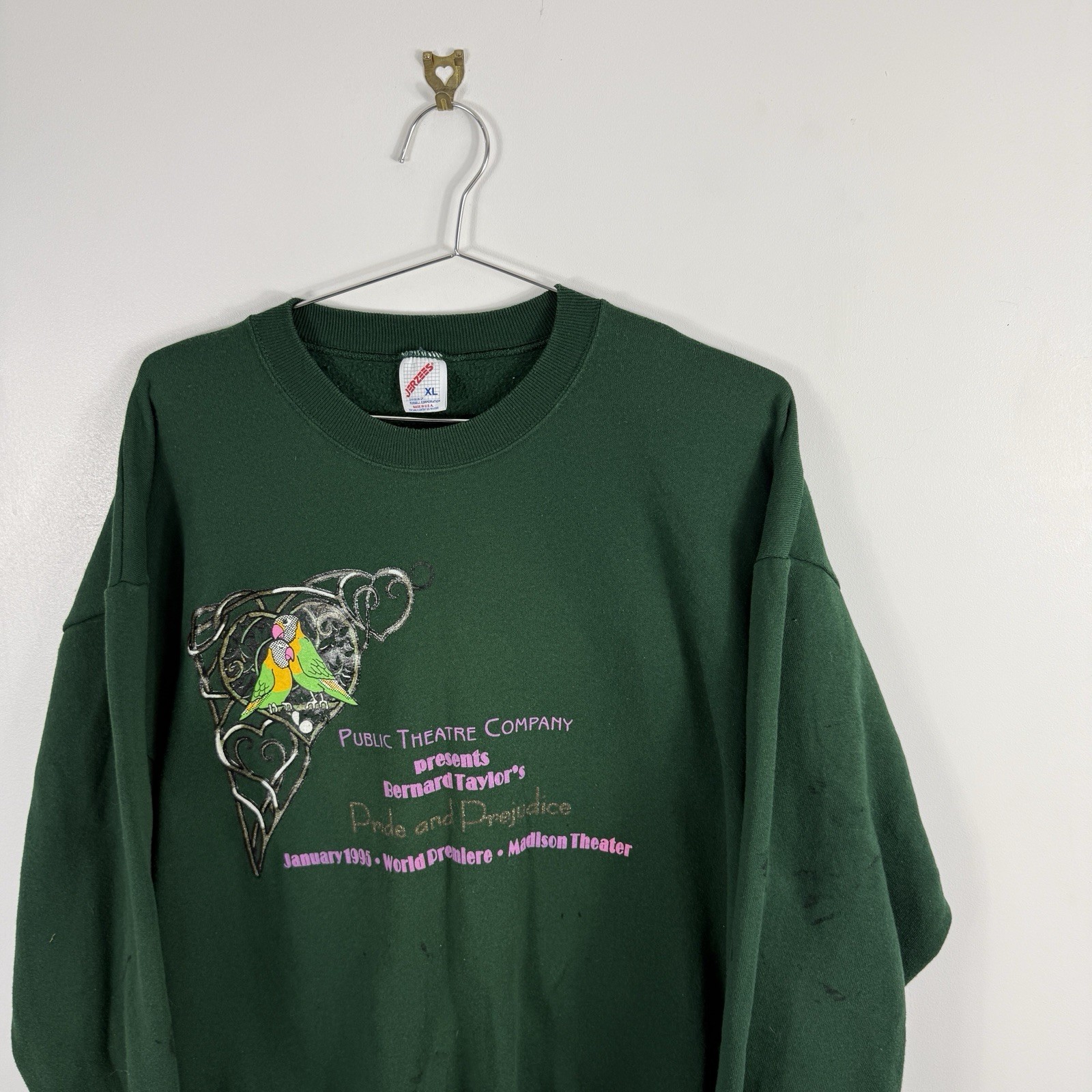 Vintage Jerzees 1995 Pride Prejudice Theatre Graphic XL Made in USA Sweatshirt image 2