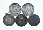 Lot 5 VINTAGE 1 Oz Silver Bars/Rounds Art Bars Collection Poured .999 *473