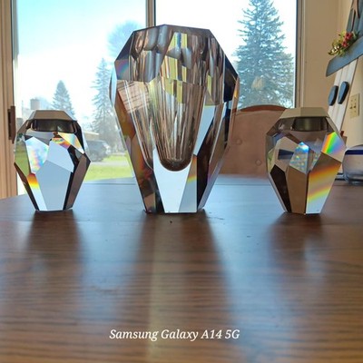 Swarovski Silex Vase with Candle Holders. Made In Austria EXCELLENT CONDITION
