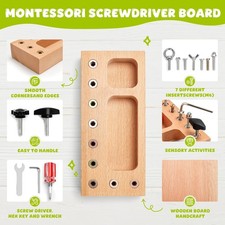 Montessori Busy Board for Toddlers 1-3 Years, Wooden Screwdriver Activity Boa...