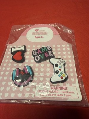 New Lot Of 4 Unisex Charms For Crocs Shoes Sandals I Love Gaming Games Over Mint
