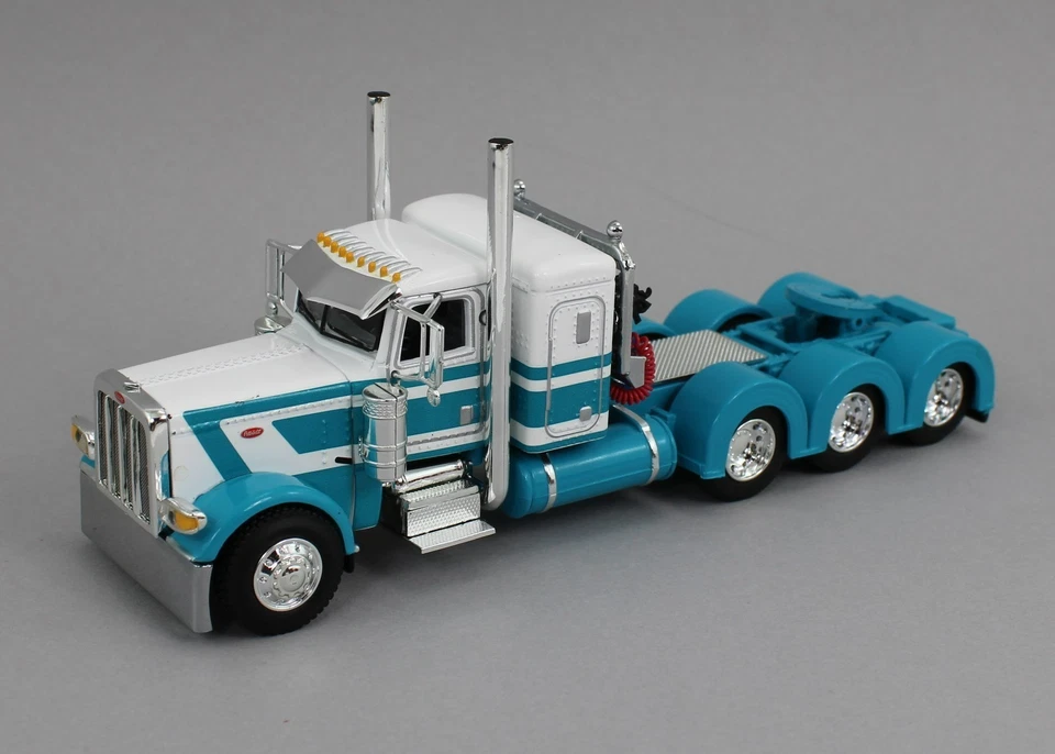 DCP 1:64 *TEAL & WHITE* Peterbilt 389 36" Flattop HEAVY HAUL Lowboy Jeep Stinger - Image 3 of 4