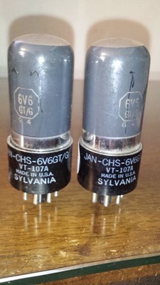   MATCHED PAIR SYLVANIA JAN CHS 6V6GT / G VT-107A SMOKED GLASS TUBE 2% Matched 